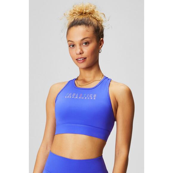 Fabletics Athletic SET Graphic Trinity Sports Bra & Biker Shorts Purple Indigo S - Picture 2 of 14